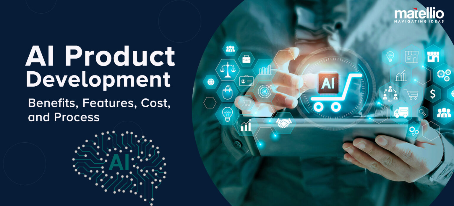 Graphic illustrating modern AI product development techniques and tools